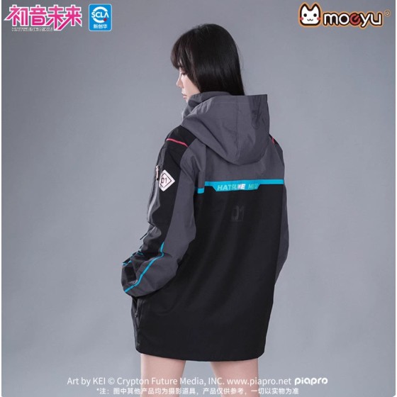 Moeyu Hatsune Miku Neon Electronic Men's Hooded Techwear Jacket - Casual Autumn Windbreaker
